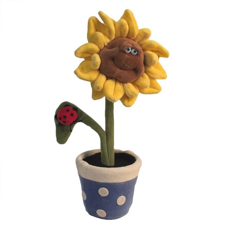 FunnyFriends Flowers SunflowerPot YellowCocolate 12inch FrontView 1070 copy