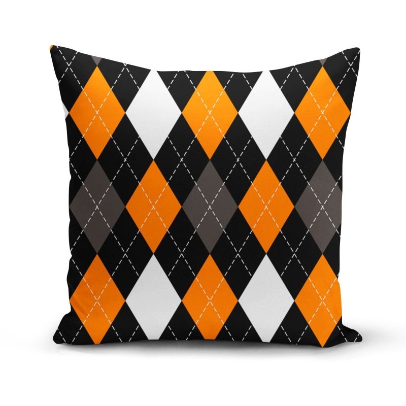 pillow orange black argyle pillow cover 12x16 multicolored 13554611421287